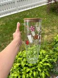 Floral Ghost Coffee 40oz Clear Glass Tumbler