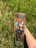 Pumpkin Mushroom 40oz Clear Glass Tumbler With Handle