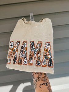 Mama Fall Floral Embroidered Crewneck