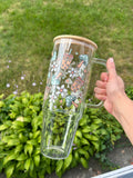 Coffee Mushroom 40oz Clear Glass Tumbler