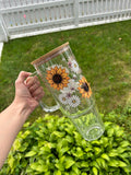 Sunflower 40oz Clear Glass Tumbler with Handle