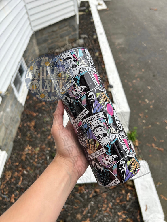 PASTEL HORROR TAROT CARDS TUMBLER, ￼ 20OZ TUMBLER, HALLOWEEN TUMBLER