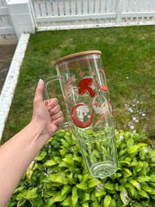 Moon Mushroom 40oz Clear Glass Tumbler