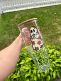 Floral Ghost Coffee 40oz Clear Glass Tumbler