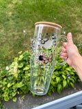 Sunflower Butterfly 40oz Clear Glass Tumbler