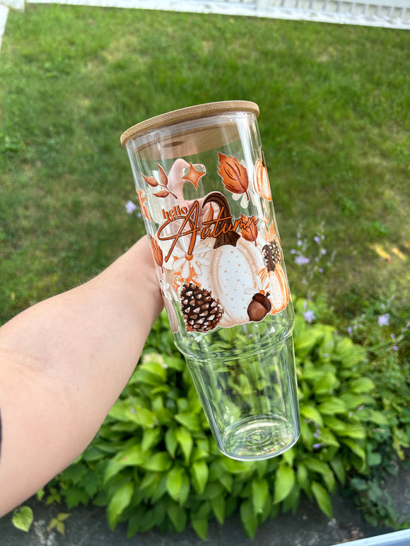 Hello Autumn 40oz Clear Glass Tumbler